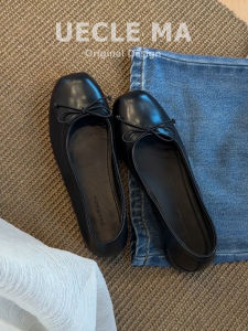 MASHUJIA | Soft-bottomed Bow-black Ballet Flats