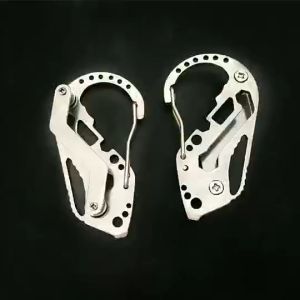 Carabiner Stainless Steel Outdoor Camping Mountaineering Key Clip Keychain Lock Screwdriver Wrench