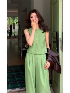 SHANGSHA | Elegant Stylish Luxurious Ladylike Light Green Jacket Set