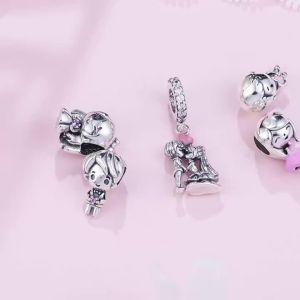 MISEFF S925 Sterling Silver Charms Character Design Boy and Girl Bead Pendant Women Fashion DIY Jewelry Making Birthday Gift