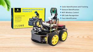 Keyestudio | Keyestudio 4WD Smart Robot Car Kit With Camera For Raspberry Pi 4B Python Programming DIY Robot Project Kit APP Infrared Control