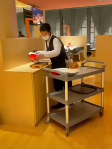 3 Tier Utility Cart Multipurpose Trolley Large Size 100x50x102cm for Food Service Janitorial Use etc.