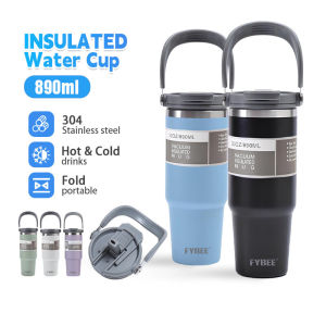 Tumbler With Handle Pemegang Coffee Mug Leak_Proof Travel Thermo Cup Insulated Tumbler Thermo Cafe Double Stainless Steel 510ML Vacuum Flask Car Thermos Mug with Screw on Lid