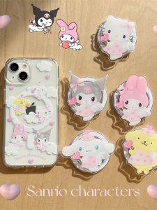 Creative Cartoon Angel Three Bunnies Magnetic Stand Phone Case Compatible with iPhone 17 Full Cover Protective Shell for Women