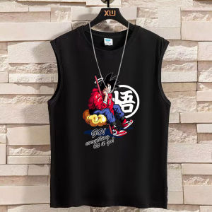 Dragon Ball Sleeveless Tank Top Summer Thin Style Hip Hop Trendy Brand Men Youth Shoulder Pad round Neck Loose Outerwear Sports Shirt T