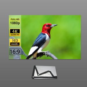 จอฉายภาพแบบพับได้และเคลื่อนย้ายได้ ขนาด 60-110 นิ้ว อัตราส่วนภาพ 16:9 ติดผนังได้ง่าย ผลิตจากโลหะ ป้องกันแสง สำหรับฉายภาพกลางแจ้ง