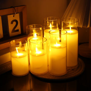 3Pcs Led Flameless Electric Candles Lamp Acrylic Glass Battery Flickering Fake Tealight Candle Bulk for Wedding Christmas