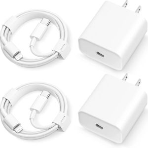 PD 20W USB Type-C Fast Charging US Wall Adapter Plug Charger with Cable Cord for iPhone 1 Pack/2 Pack Optional IPad