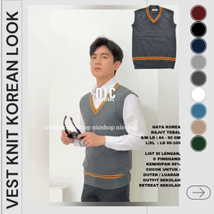 Rompi Rajut Pria Gaya Korea List Hari Poter List Kuning /  Vest Knit Korea Style Cosplay Asrama Penyihir - NICFashion