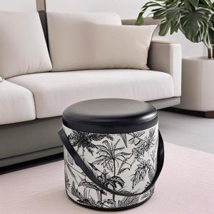 New round Portable Mini Stool Slip-On Shoe Bench Soft Padded Leather Sofa Stool for Living Room Simple Modern Style Furniture