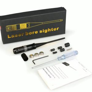 100% Original Tactical Red Dot Bore Sighter Collimator Kit Adjustable Adapters Red Laser Bore Sighter with Box with Free Battery for .22 to .50 Caliber