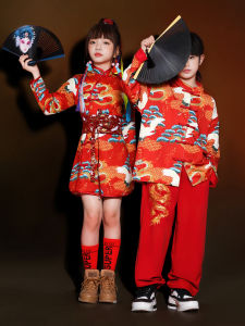 New 2025 Childrens Performance Hanfu Traditional Chinese Costume Girls Flag Dress Sport Event Performance Clothing Trendy National Style