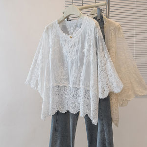 AIYITI | Embroidered Lace Large Size Womens Blouse