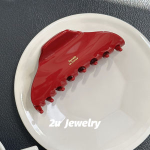 South Korea Ins New Arrival Red Large Catch Gap Former Red Same Style Cut Out Crescent Elegant Acetate Gold Standard Shark Clip Female