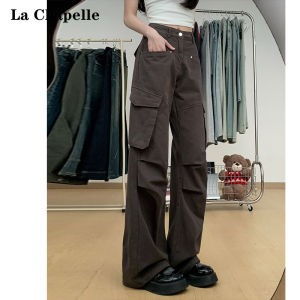 La Chapelle Grey American Casual Work Pants Women High Waist Loose Straight Leg Wide Leg Trousers Spring New Style