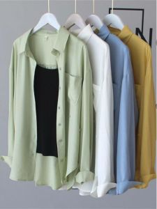 Thin Summer Shirt Outerwear Women Casual Loose Long Sleeve Chiffon Draped Anti-Wrinkle Sun Protection Coat Korean Style Commute