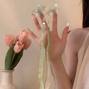 กิ๊บติดผมรูปผีเสื้อสไตล์เกาหลี ตกแต่งด้วยริบบิ้นผ้าไหม ทรงผมสไตล์บัลเล่ต์หวานๆ สำหรับเด็กผู้หญิง วัสดุผ้า