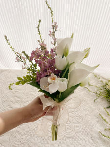 Artistic Travel Wedding Photography Props Realistic Bridal Bouquet Home Decor Handheld Flowers Single Stem Artificial Blooms