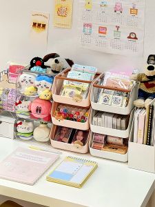 Large Capacity Multi-layer Desktop Organizer Box Toy Doll Marker Stationery Storage Box Student Desk Notepad Simple Style