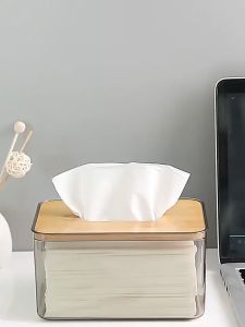 Mainland Kotak Tissu Kayu Transparan Modern Ruang Tamu Kantor Tempat Tisu Dapur Kamar Mandi Toilet Tissue Box Minimalis HSB639