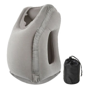 Flocked Inflatable Air Cushion Travel Pillow Headrest Chin Support Cushions for Airplane Plane Car Office Rest Neck Nap Pillows