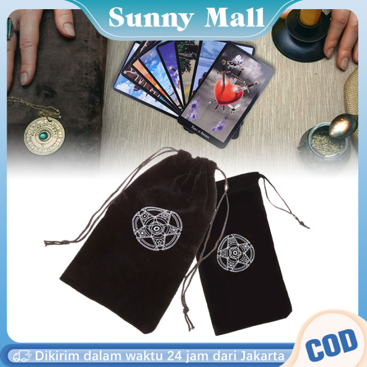 Pouch Tarot - Kantong Kartu Tarot Hitam Logo Magic Circle / Pouch Kartu Tarot Beludru Motif