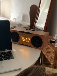 Top-Configured Wooden Bluetooth Speaker Clock Multi-Function Alarm Clock Desktop Audio USB Powered Other Brand Sound System