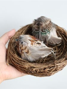 Handmade Foamy Small Sparrow with Claw Rural Countryside Decorative Fake Bird Realistic Feathers Design for Garden Decoration