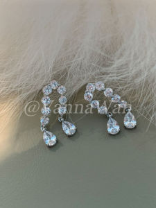 VanWan Lightweight Jewelry ~ Elegant Double Waterdrop High Carbon Flash Diamond Tassel Earrings Womens New Silver Needle