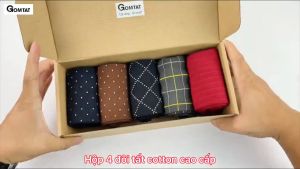 Hộp 5 đôi vớ nam cổ cao GOMTAT mẫu MIX03 chất liệu cotton cao cấp hút ẩm thoáng khí - GOM-MIX03-CB5