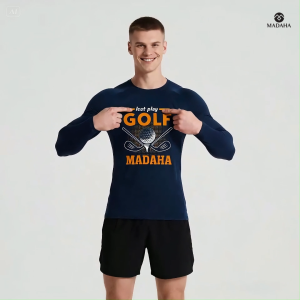Madaha Kaos Baju Lengan Panjang Dry fit Jersey Olahraga Golf Crossneos
