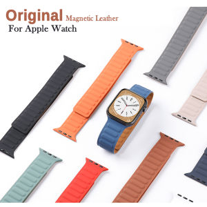 Leather Link Strap compatible For Apple Watch Band Ultra/Ultra 2 49mm 45mm 41mm 44mm 40mm 42mm 38mm case Magnetic Loop bracelet iwatch series 9/se 2/8 7 SE 6 5 4 3 2 1 ultra strap