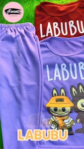 NF - Setelan Baju Anak Duo-Trio Labubu / Lengan Pendek+Celana Panjang / usia 3-12 TAHUN