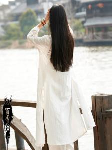 เสื้อคาร์ดิแกนแขนยาวผ้าลินินคอตตอนบางสไตล์ย้อนยุคสำหรับผู้หญิงฤดูใบไม้ผลิและฤดูร้อน เสื้อคลุมกันหนาวแบบมีกระดุม