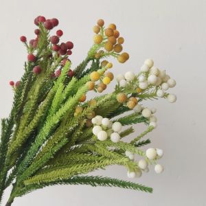 Trang Trí Hoa Giả Bruna Coral Fruit Soft Decorative Faux Flower Artificial Fruit Sand Algae Pine Branch Floral Material Dried Fruit