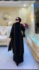 ZIFA FASHION // COD // AZKIA DRESS ABAYA HITAM // ABAYA GAMIS TURKEY PAET SWAROVSKI MEWAH READY SIZE M L XL XXL // ARABIAN GAMIS SIMPEL ELEGAN // *RS