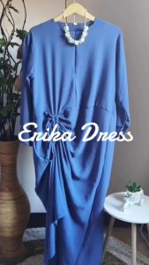 Erika Dress Wanita Crinkle Airflow & Gamis Couple Kimora Serut Crinkle