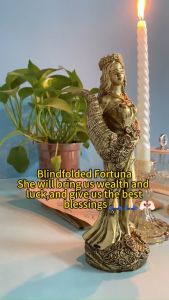 Blindfolded Goddess of Fortuna Statue Ancient Greek Roman Lucky Sculpture Decorations For Home and office