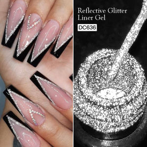 5ml Gold Silver Reflective Glitter Liner Gel Nail Polish Set Pink Color Bright Sparkling French Semi Permanent Nail Painting Gel