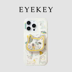 Adorable Doggy Cartoon Doodle Smartphone Case with Stand Full Protection for Apple 16 pro Max Soft Silicone Shell Mens Womens Models.