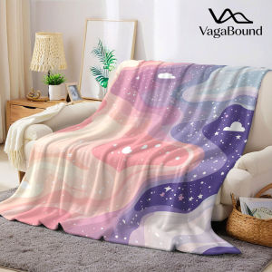 BILIBILI | pastel dreamy cloud star Flannel Blanket Warm Soft Halloween Christmas Decorative Couch Warm Cozy All-Season Gift