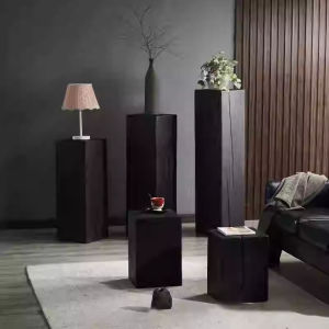 Wabi-Sabi Style Solid Wood Square Black Display Stand