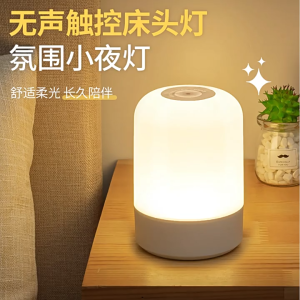3Color Touch Night Light 2400Mah Bedside Sleep Light Dimmable Mini Table Lamp