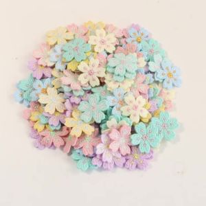 20pcs/lot Colorful 2.4cm Embroidery Flower Appliques Clothing Patches Sticker For DIY Ornaments Sewing Supplies Accessories