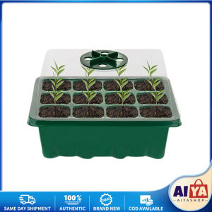 ★Same Day Shipping★ Plastic Nursery Pot 12 Holes Seed Grow Planter Box Greenhouse Seeding Garden Seed Pot Tray Plant Seedling Tray with Lids Seeding-Tray-Green