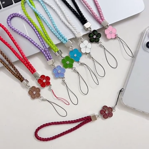 FR-C1308 Gantungan Hp Tali Anyaman Motif Bunga Sparkling Flower Phone Strap Serbaguna / Tali Lanyard