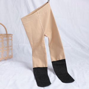 Girls Thin Fleece Leggings Spring Autumn Pantyhose Color Block Skin Tone Base Layer Socks Princess Style Childrens Clothing