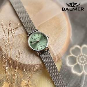 [Original] 8216L SS-6 Balmer Elegance Sapphire Womens Watch with Green Dial and Silver Stainless Steel Mesh Band | Official Warranty