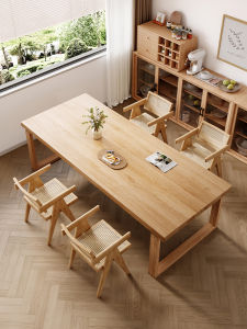 Nordic Moben Solid Wood Dining Table Living Room Home Use Large Board Simple Original Wood Book Desk Workbench Long Table