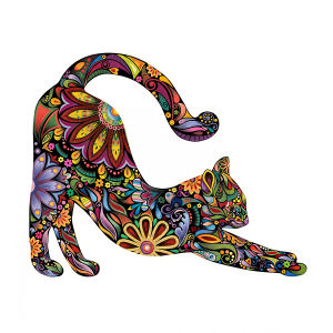 Unique Wooden Puzzle: Flower & Cat Patterns Irregular Animal Shape Casual Educational Toy Ideal Halloween/Christmas Gift